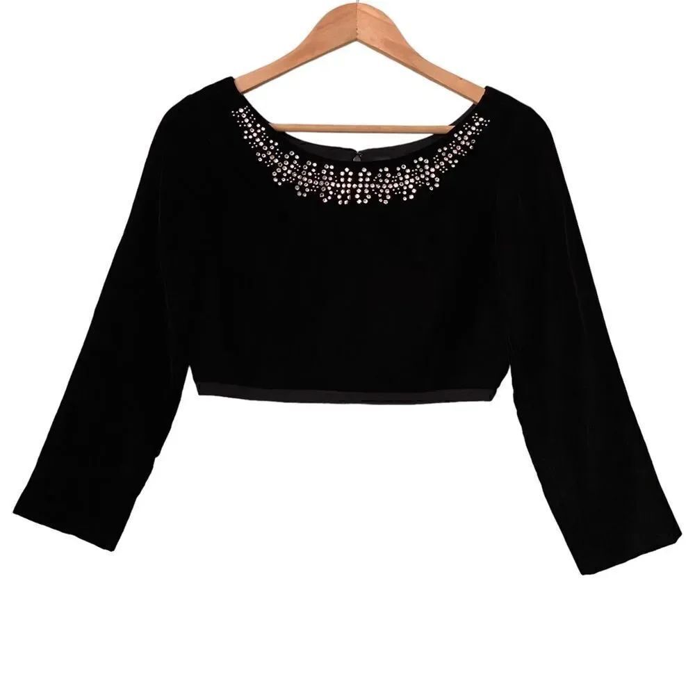 Marc by Marc Jacobs Crop Velvet Top with Faux Rhinestone in Size 0